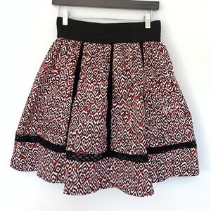 Sam Edelman Red Panel Cutout Ikat Print Skirt Sz M